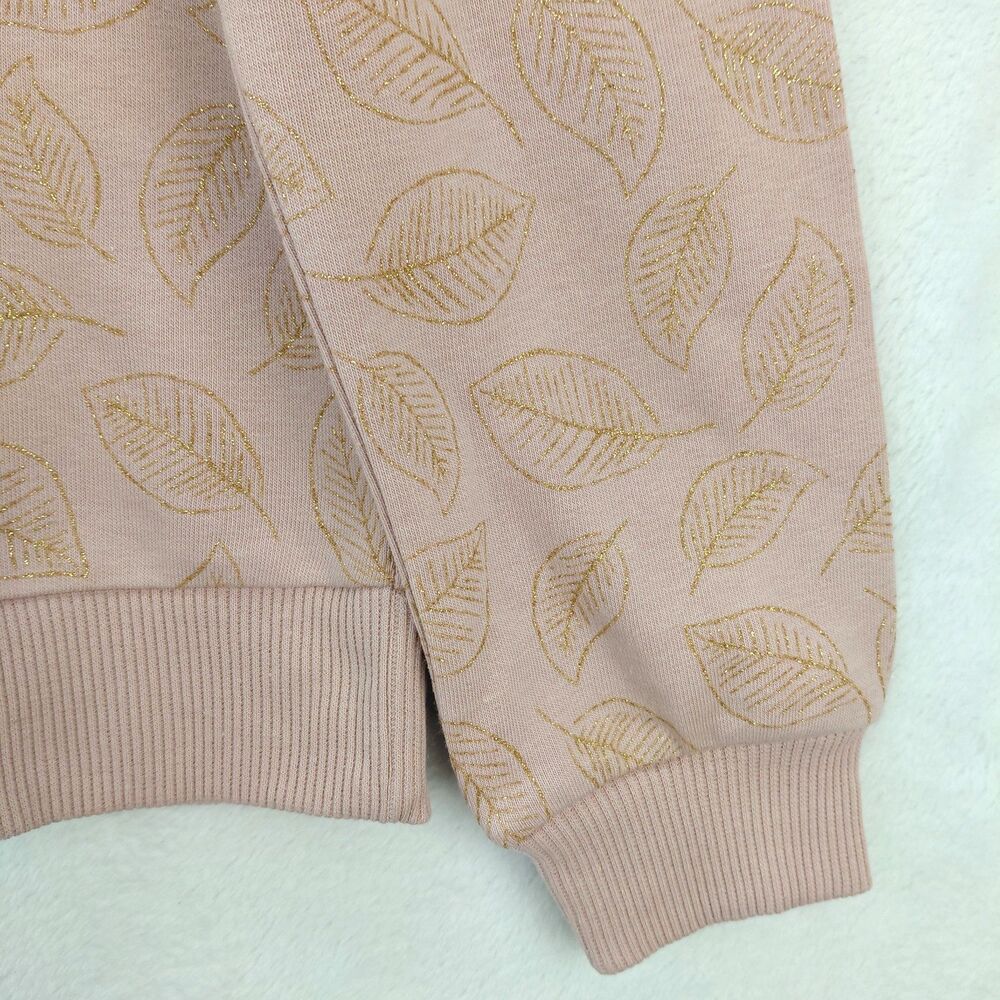Boden Sweatshirt Womens 6 Pink Gold Metalic Leaf Floral Print Puff Sleeve NEW - Picture 4 of 13